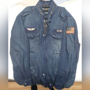 Polo ralph lauren denim military jacket 3xlt new no tag never warn